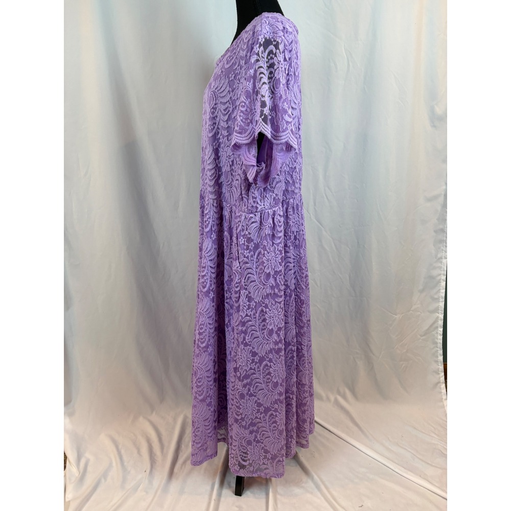 Torrid Lavender Purple Floral Lace Short Sleeve Empire Waist Maxi Dress Size 4 - Picture 6 of 13